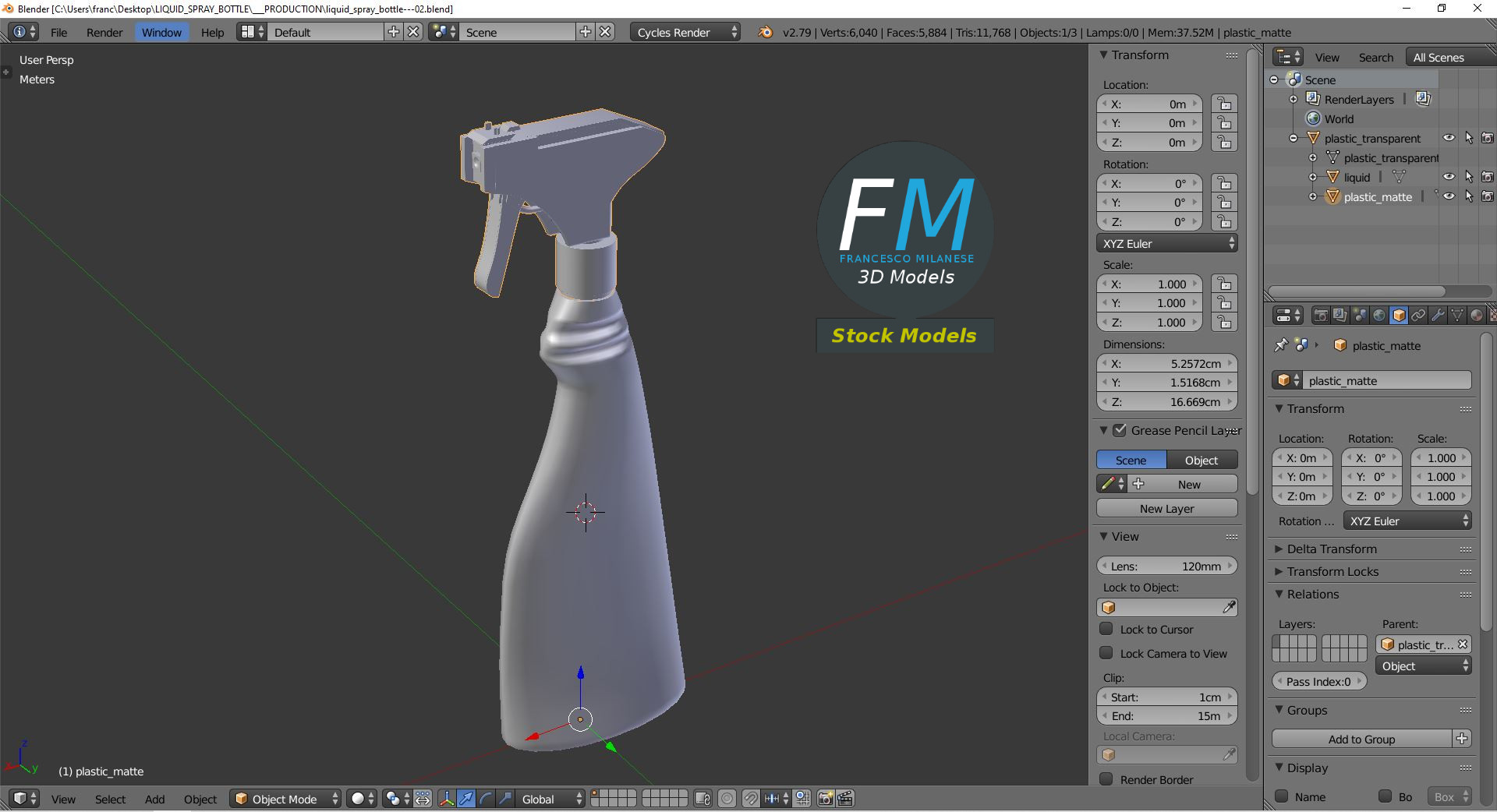 3D-Modell - Sprühflasche für Flüssigkeiten - 09