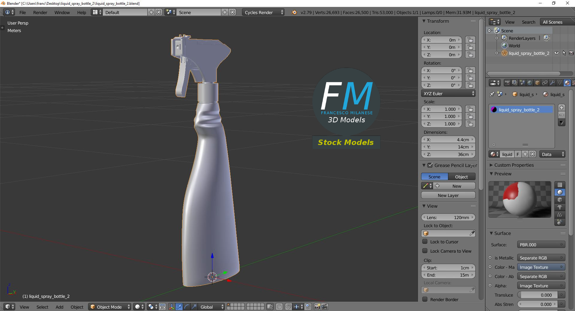 3D-Modell - Sprühflasche für Flüssigkeiten - 09