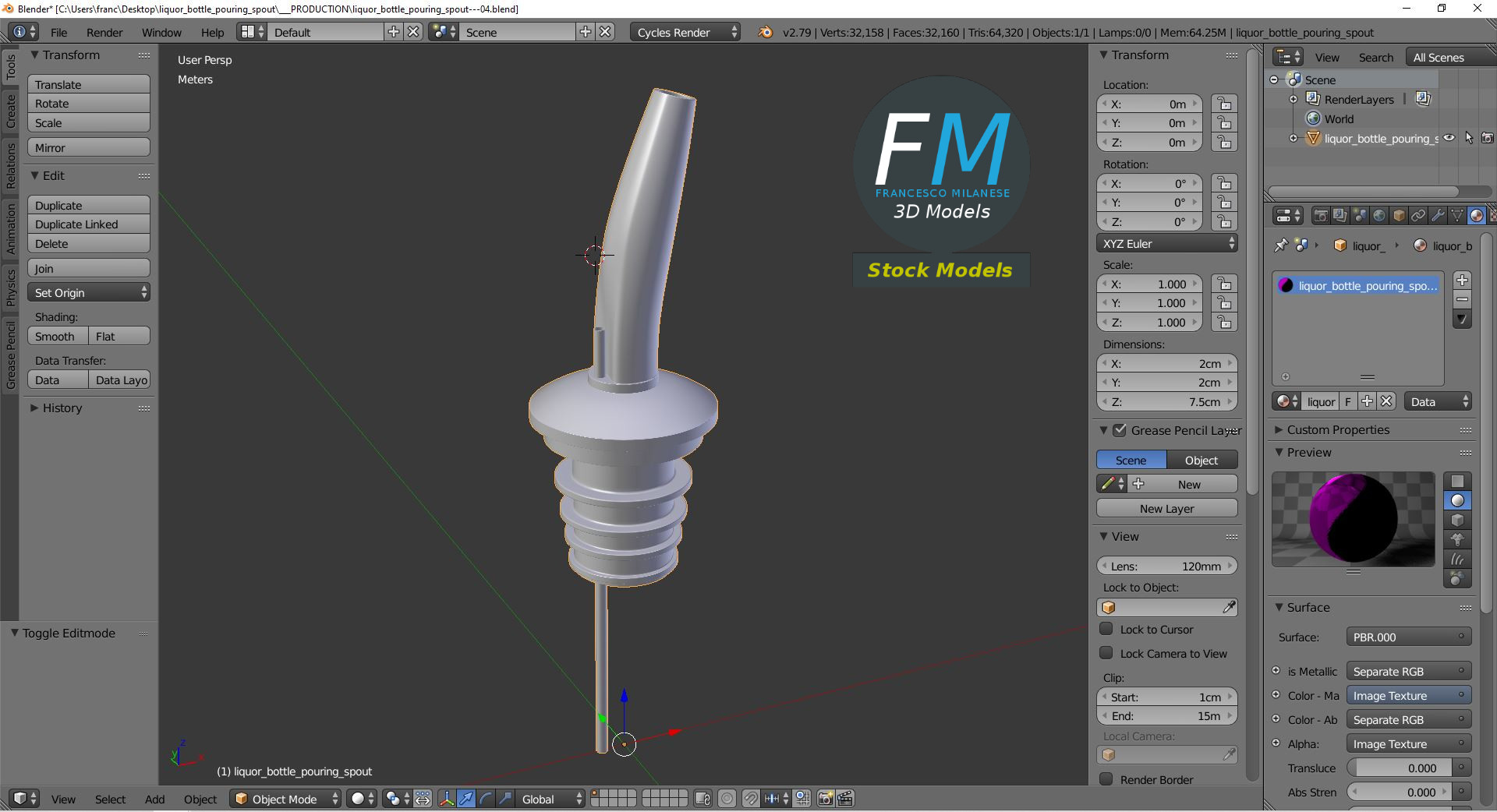 3D-Modell - Ausgießer für Spirituosenflasche - 09