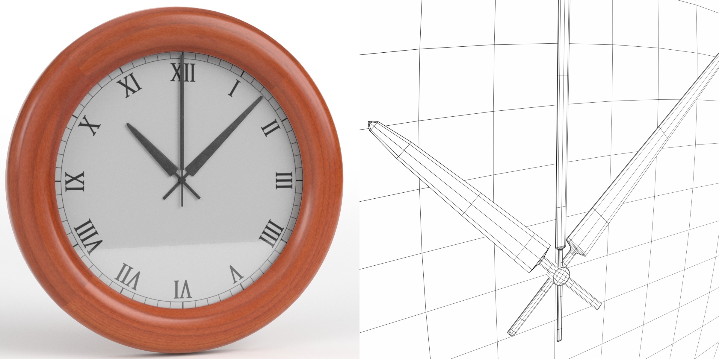 3D-Modell - Wohnzimmer-Wanduhr