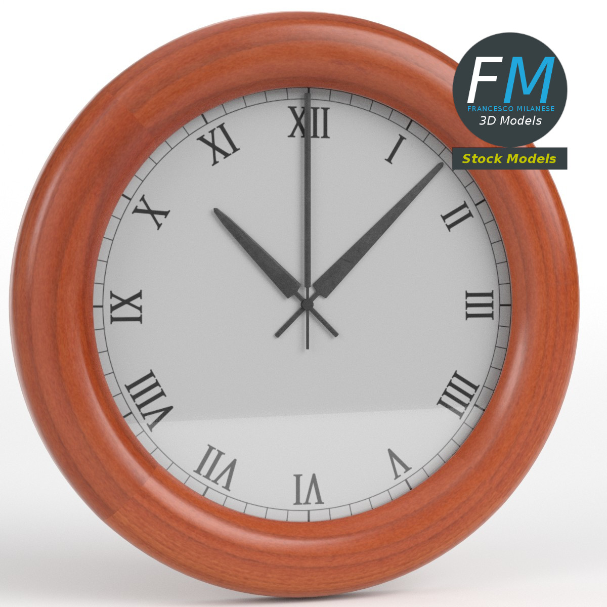 3D-Modell - Wohnzimmer-Wanduhr - 01