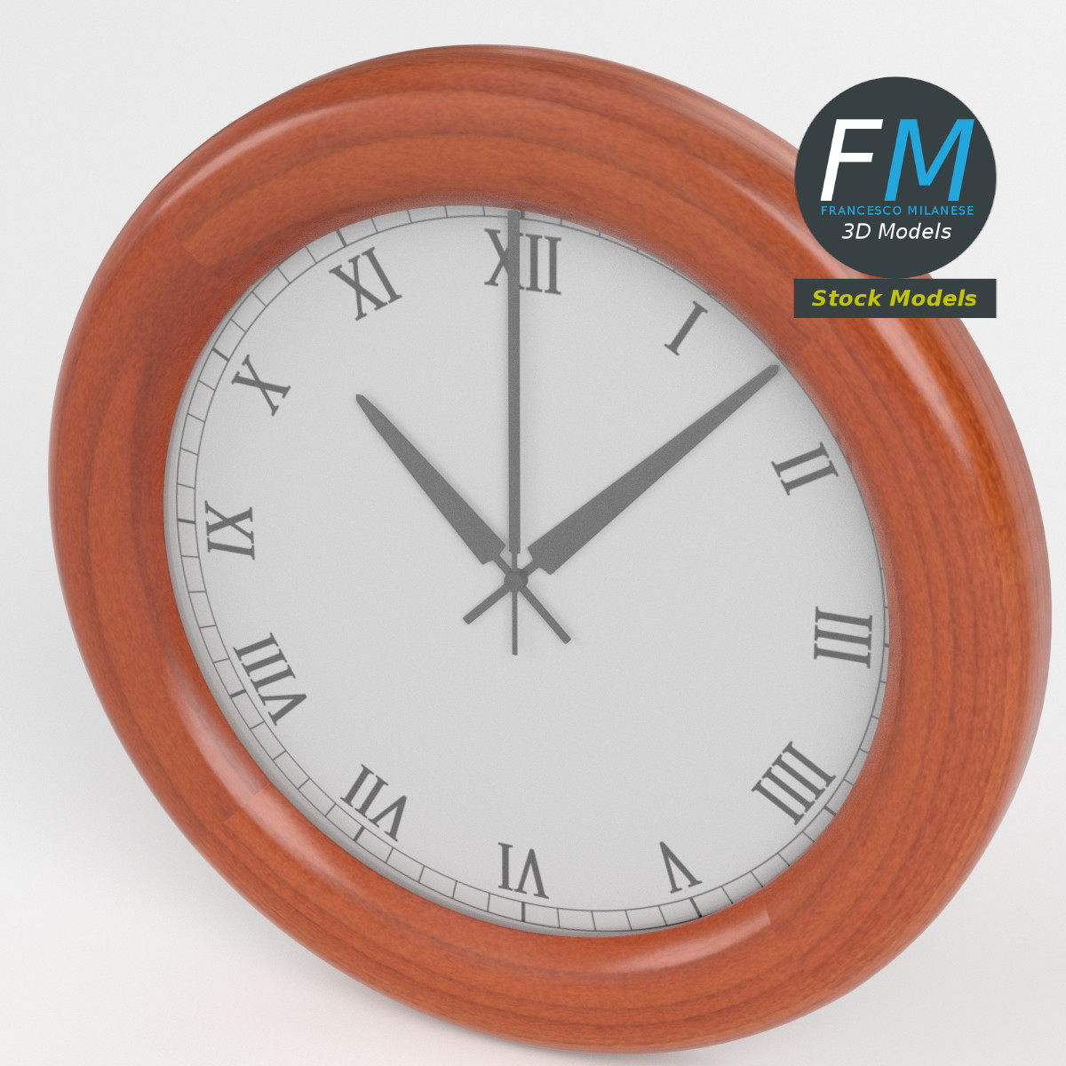 3D-Modell - Wohnzimmer-Wanduhr - 02
