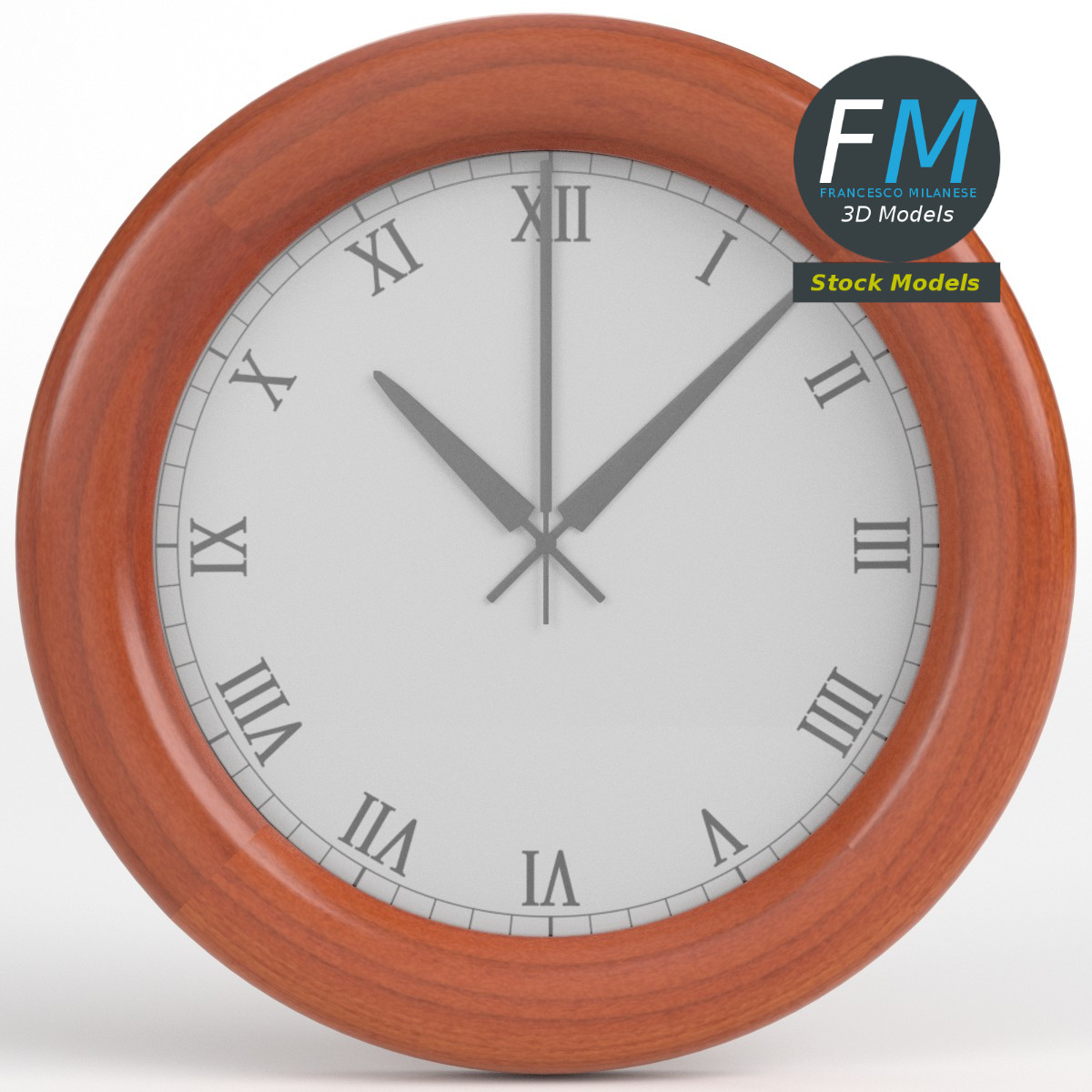 3D-Modell - Wohnzimmer-Wanduhr - 03