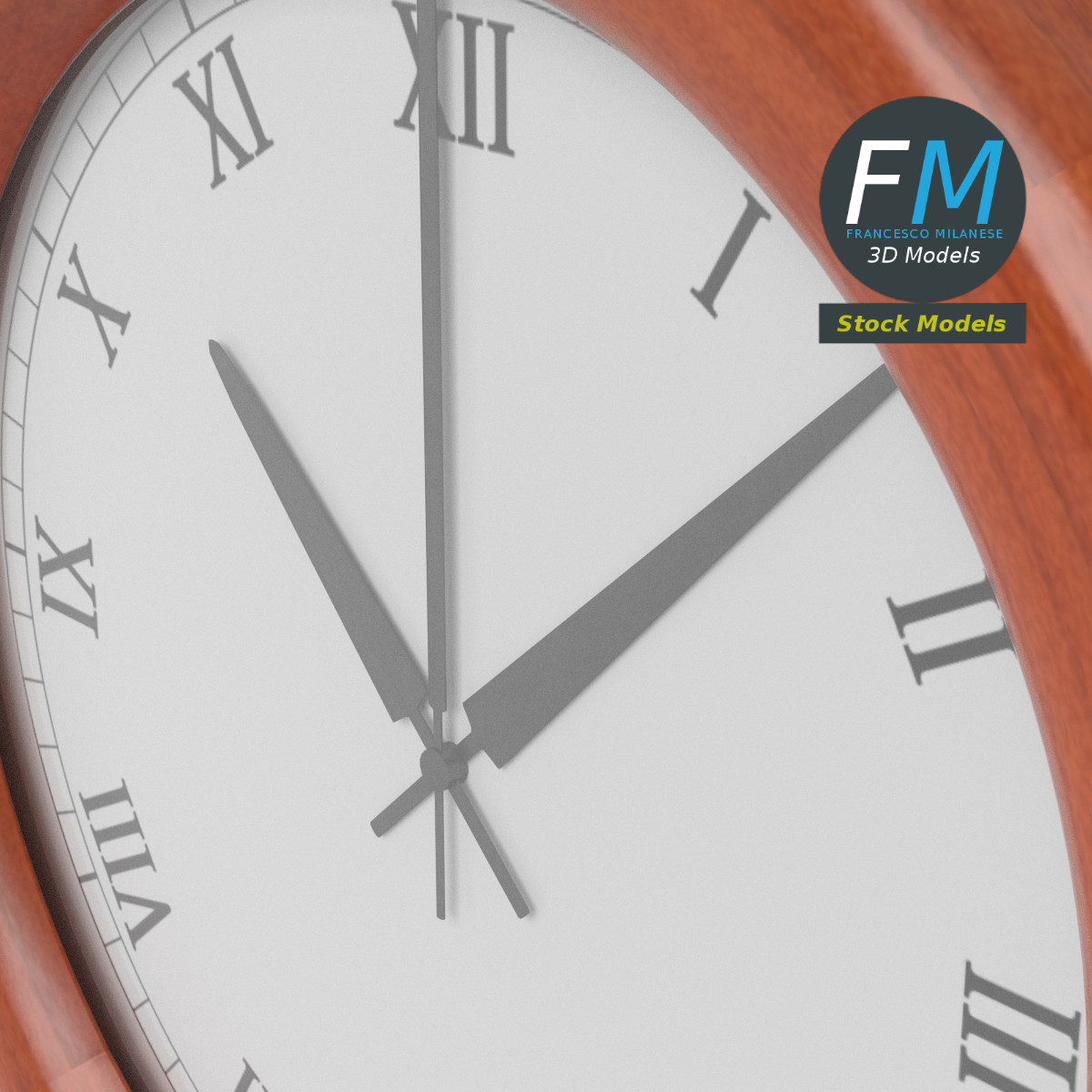 3D-Modell - Wohnzimmer-Wanduhr - 05