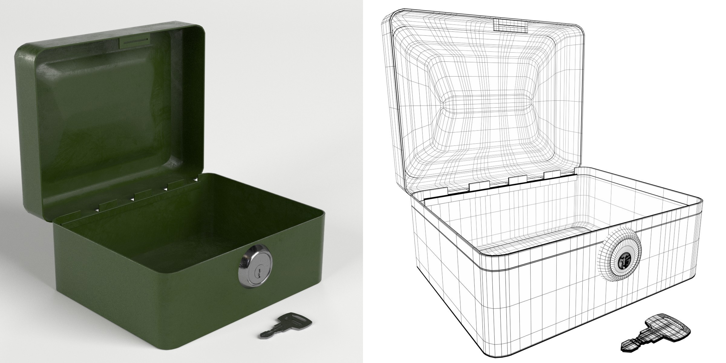 3D-Modell - Abschließbare Box mit Schlüssel