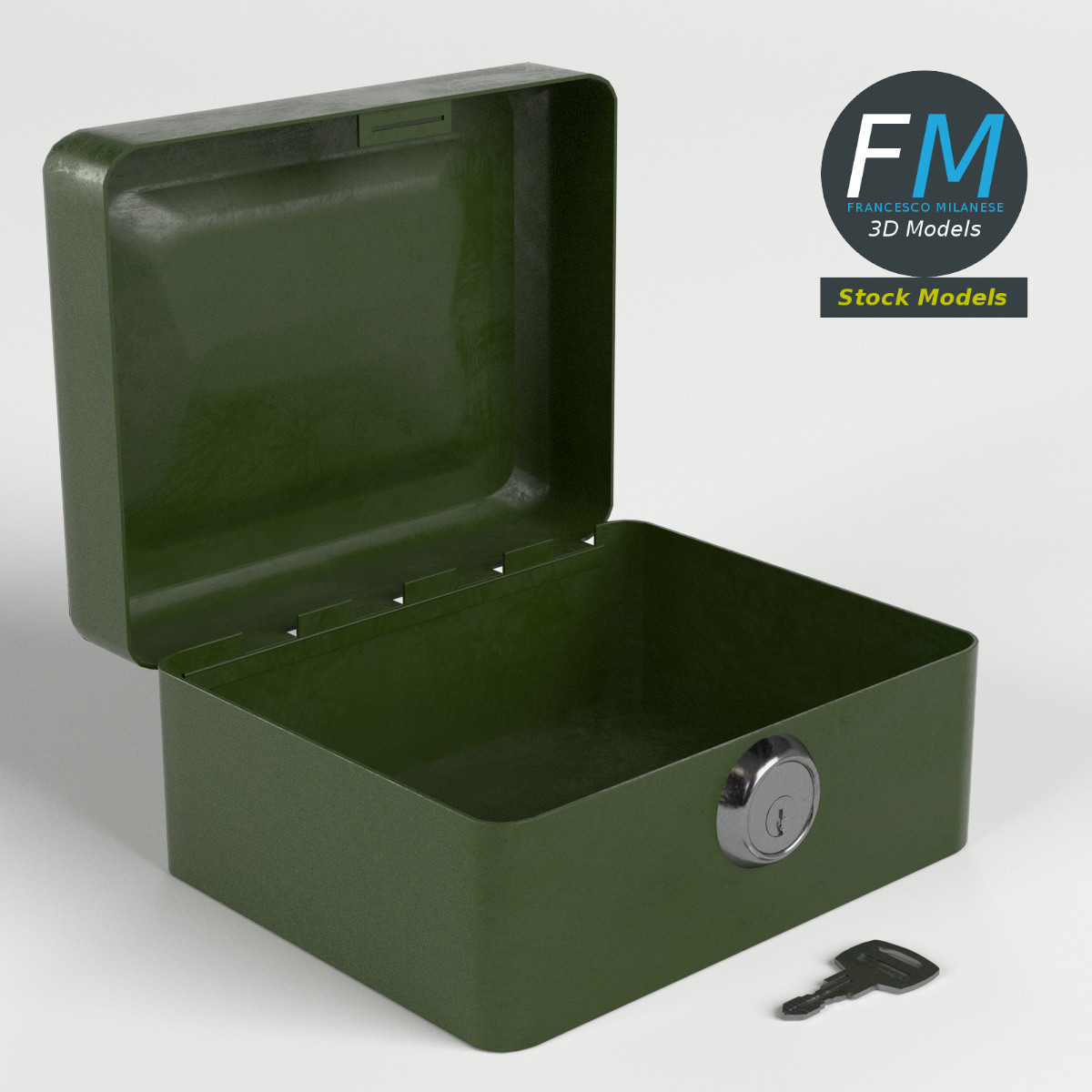 3D-Modell - Abschließbare Box mit Schlüssel - 01