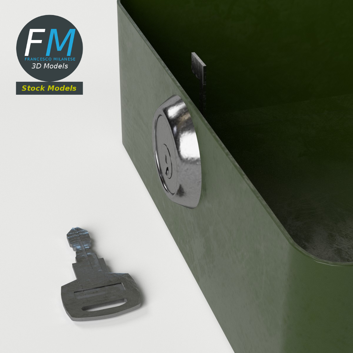 3D-Modell - Abschließbare Box mit Schlüssel - 05