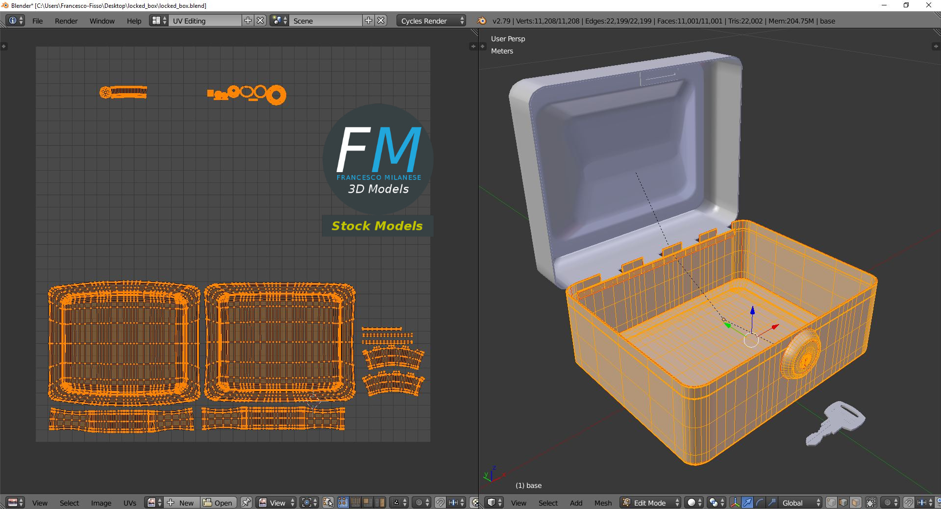 3D-Modell - Abschließbare Box mit Schlüssel - 10