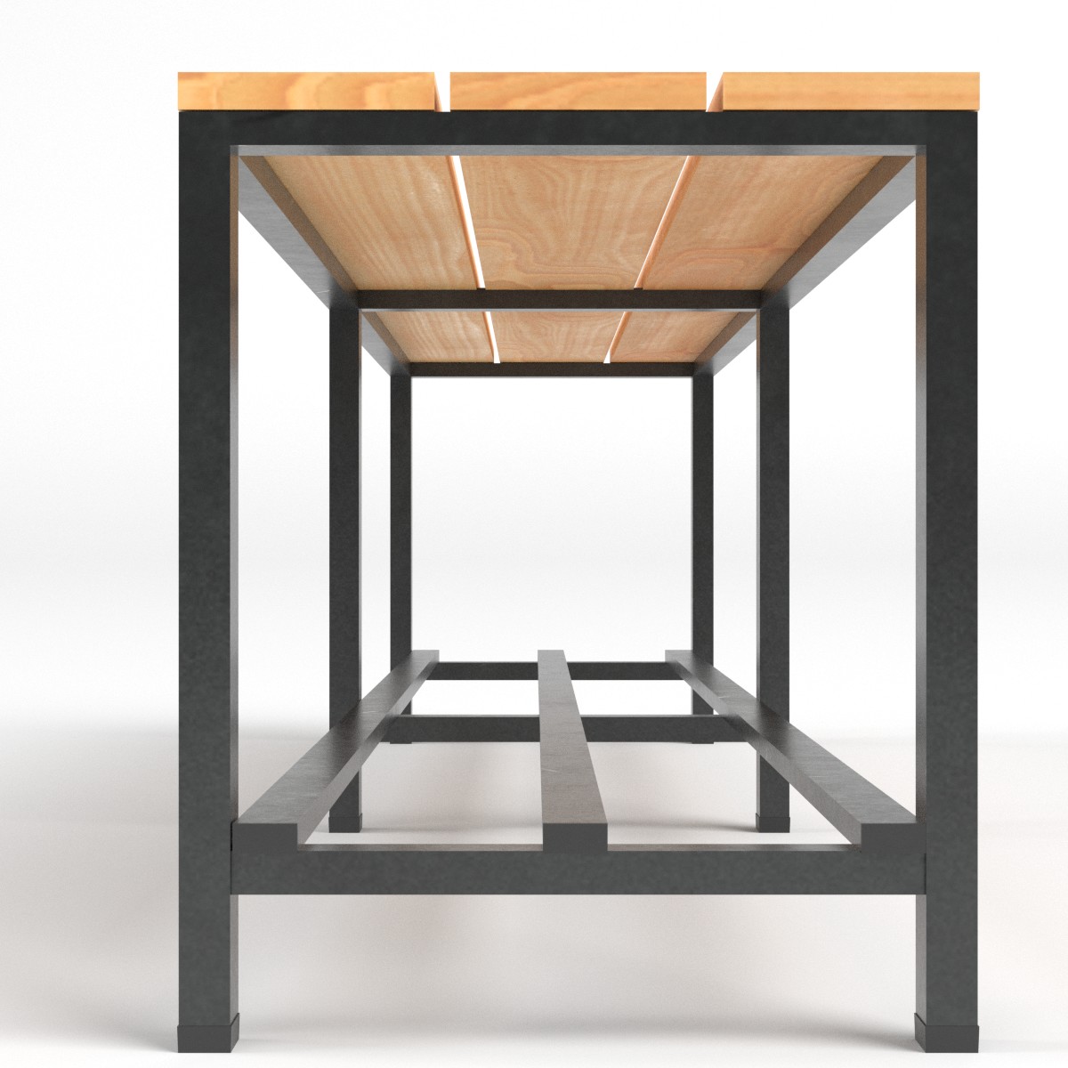 3D-Modell - Umkleidebank mit Schuhablage - 04