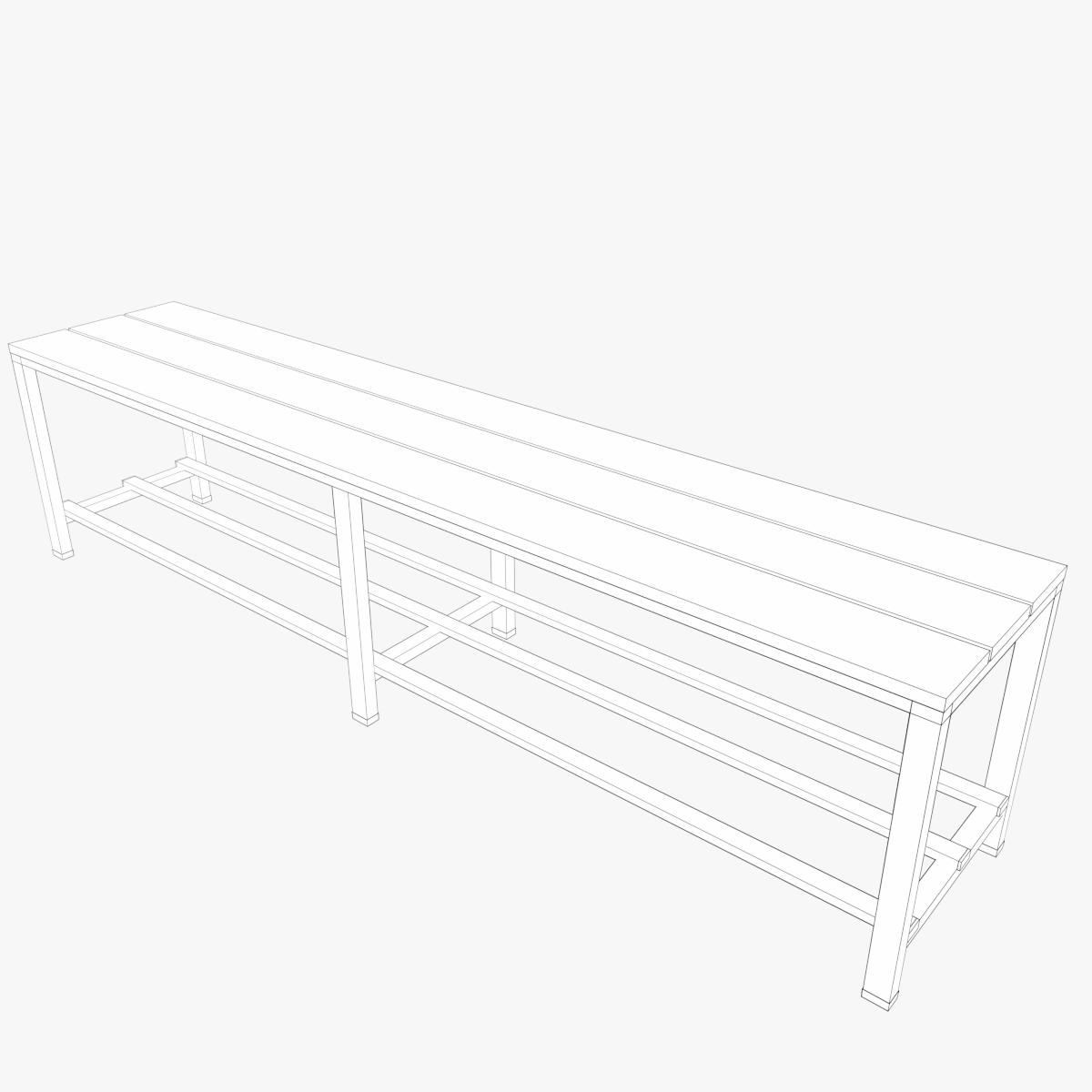 3D-Modell - Umkleidebank mit Schuhablage - 07