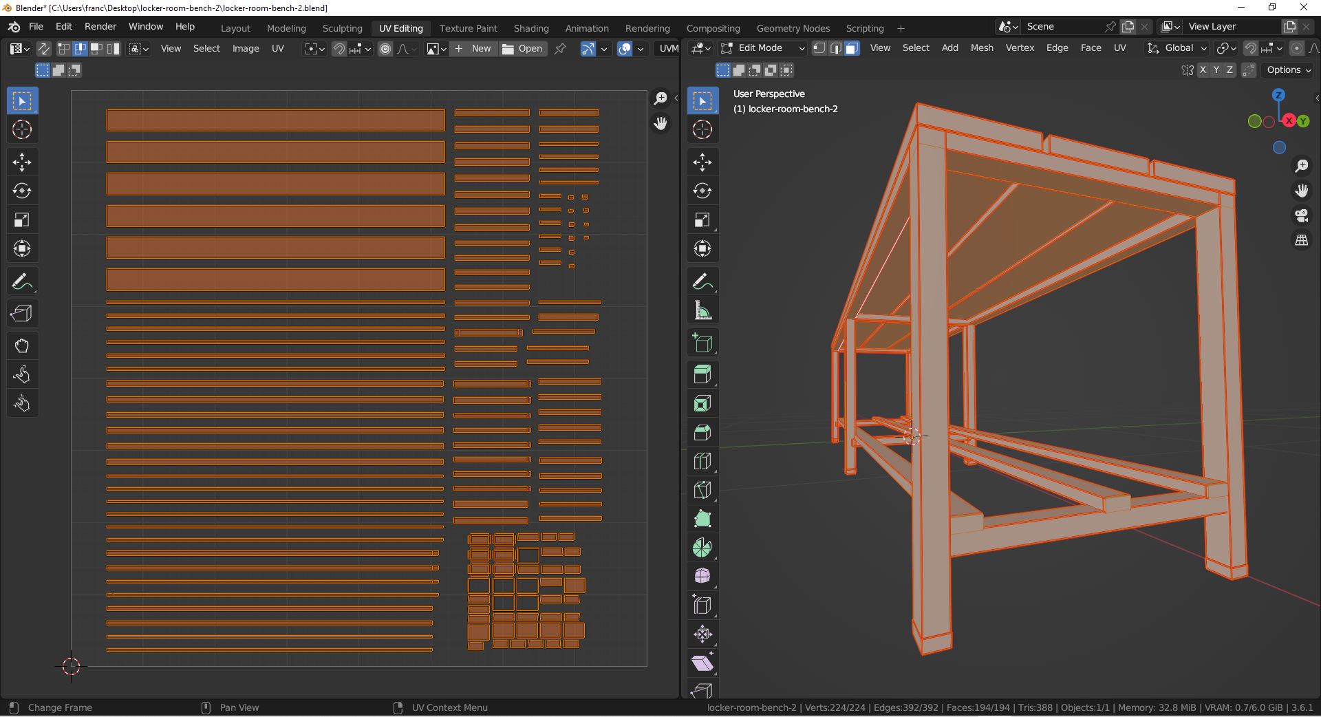 3D-Modell - Umkleidebank mit Schuhablage - 10