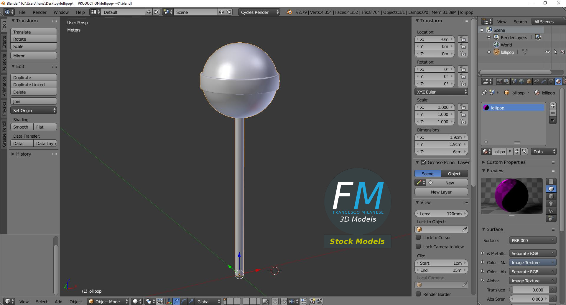 3D-Modell - Oranger Lutscher - 09