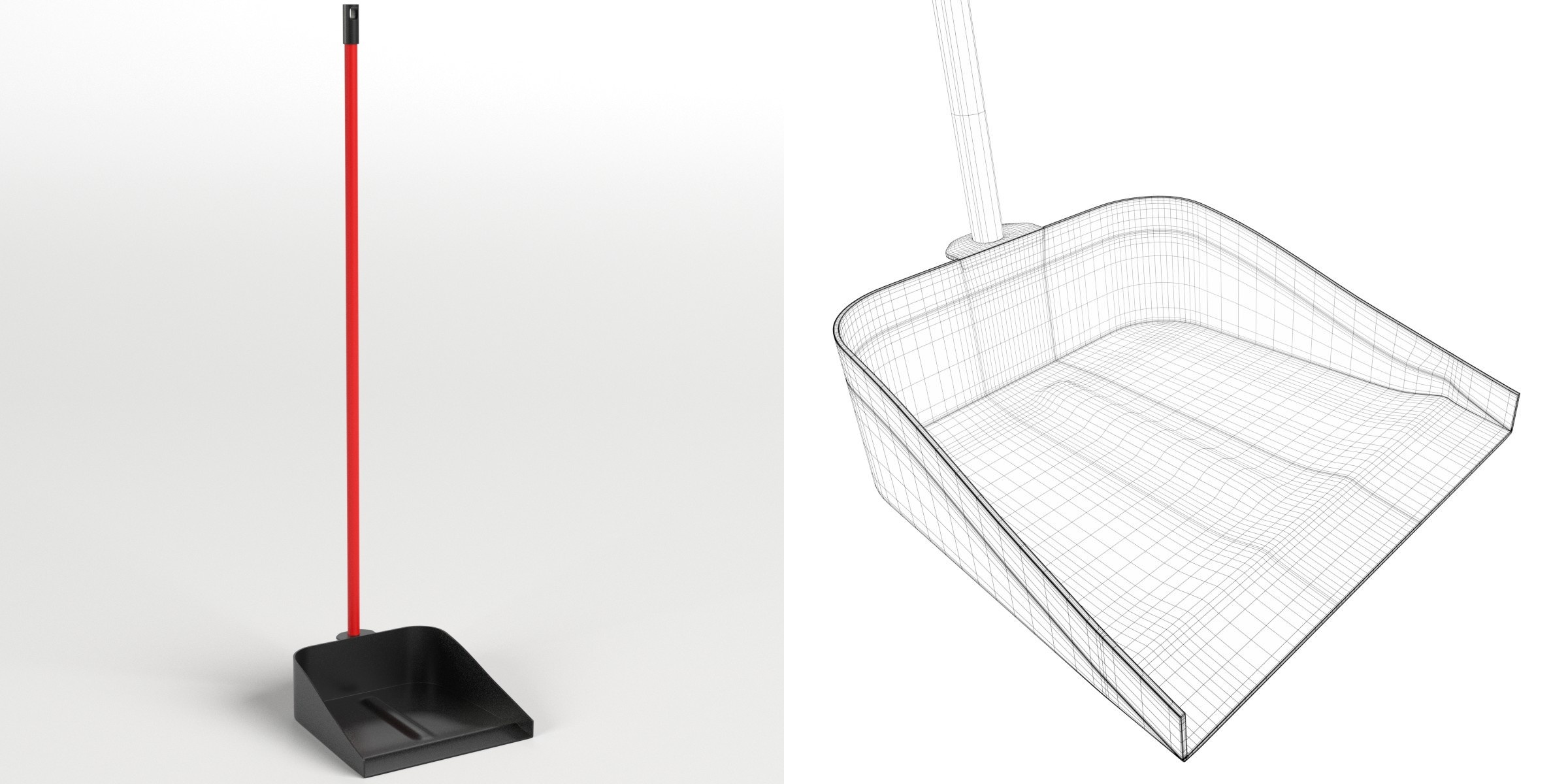 3D-Modell - Kehrschaufel mit Langem Stiel