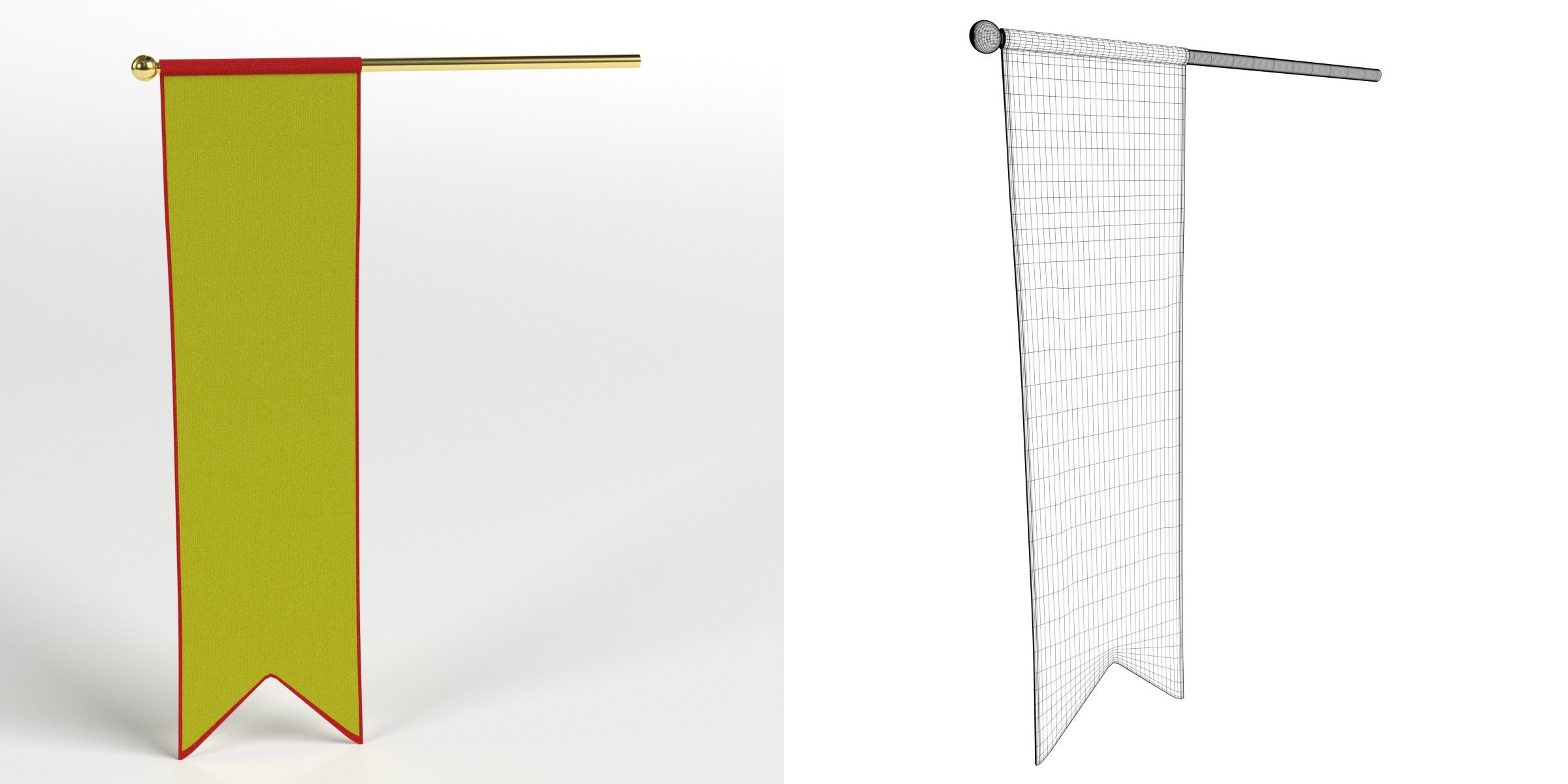 3D-Modell - Langes Mittelalterliches Banner