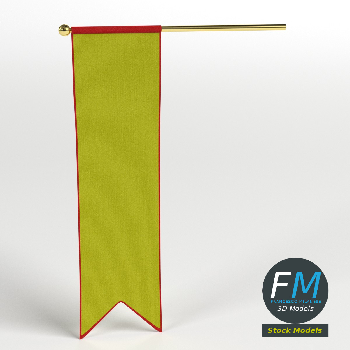 3D-Modell - Langes Mittelalterliches Banner - 01