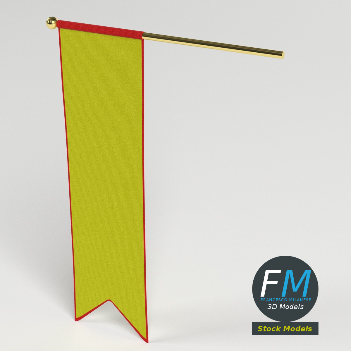 3D-Modell - Langes Mittelalterliches Banner - 02