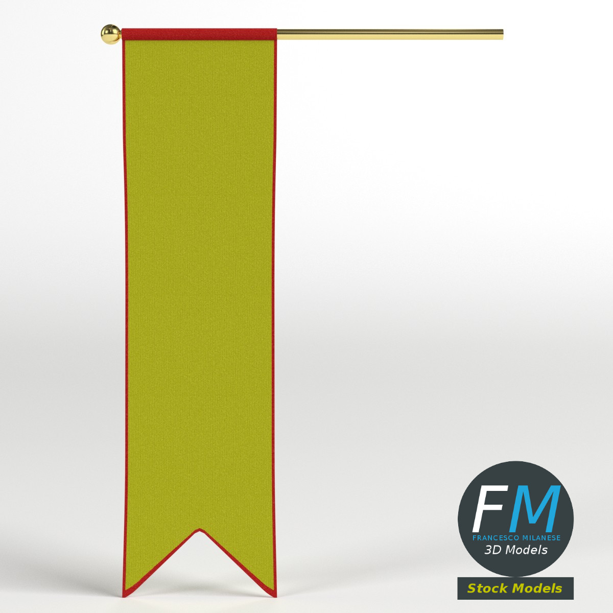 3D-Modell - Langes Mittelalterliches Banner - 03