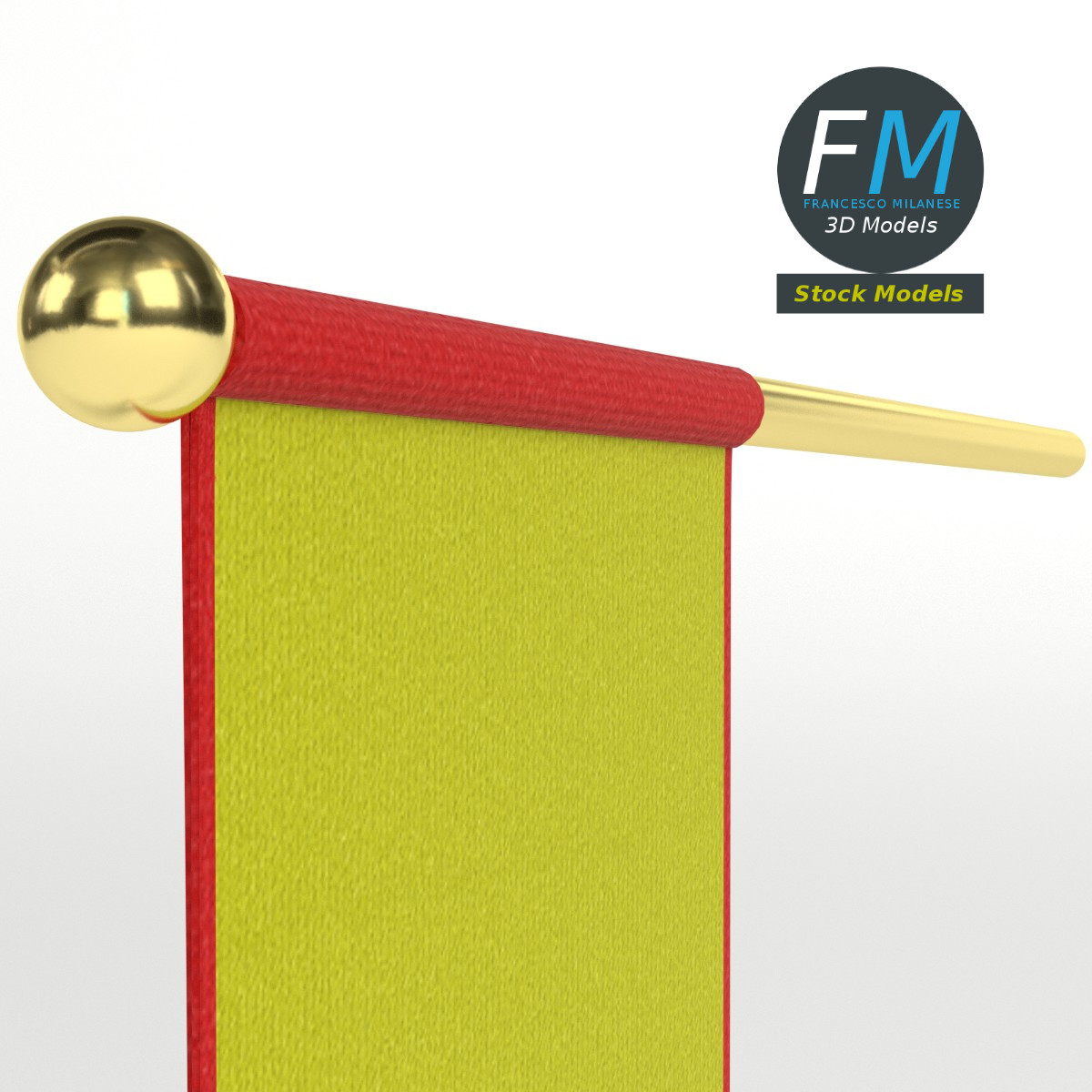 3D-Modell - Langes Mittelalterliches Banner - 04