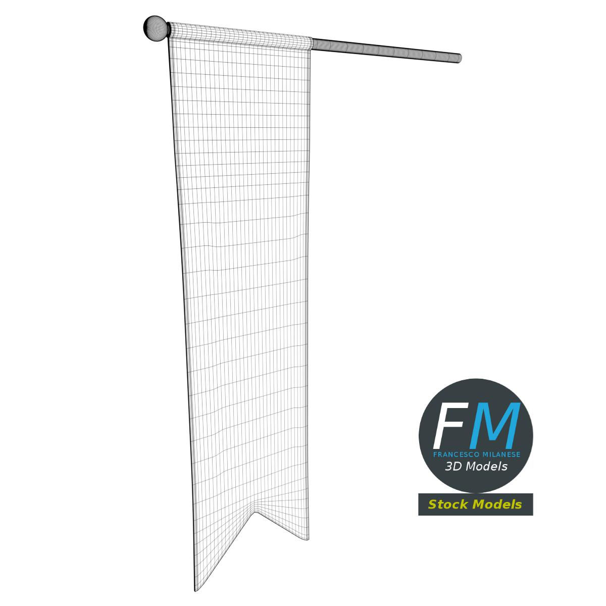 3D-Modell - Langes Mittelalterliches Banner - 07