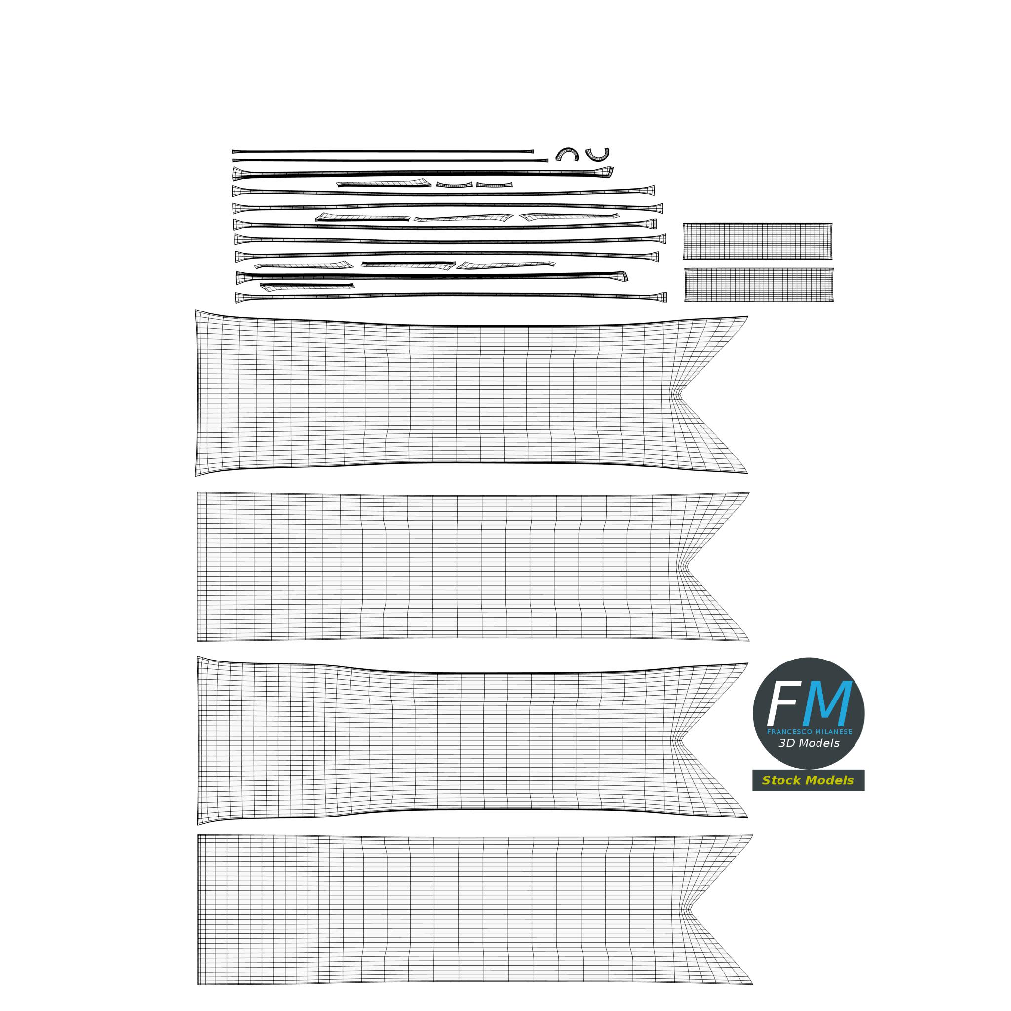 3D-Modell - Langes Mittelalterliches Banner - 11