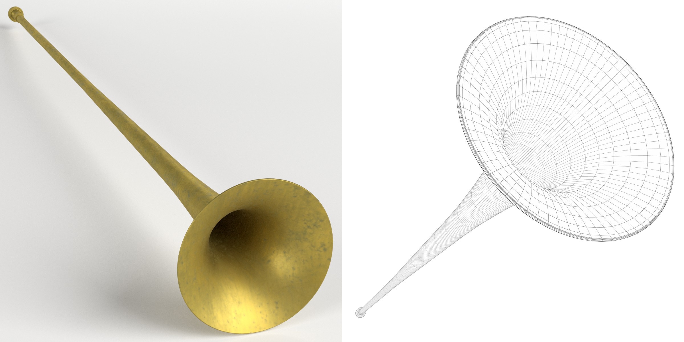 3D-Modell - Lange Messingtrompete