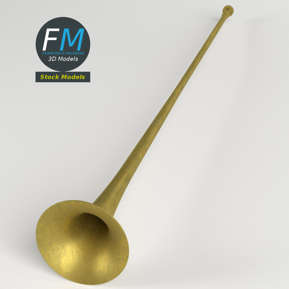 3D-Modell - Lange Messingtrompete - 02
