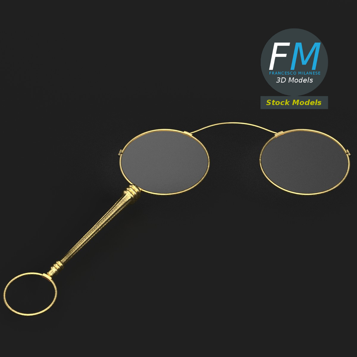 3D-Modell - Lorgnette Brille - 01