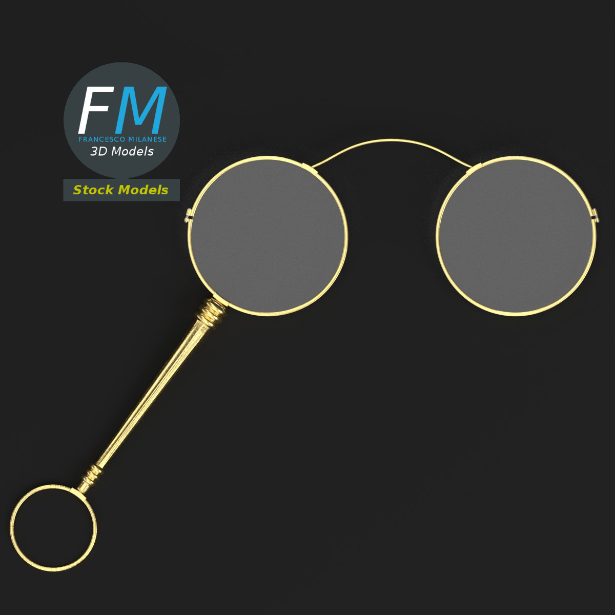 3D-Modell - Lorgnette Brille - 06