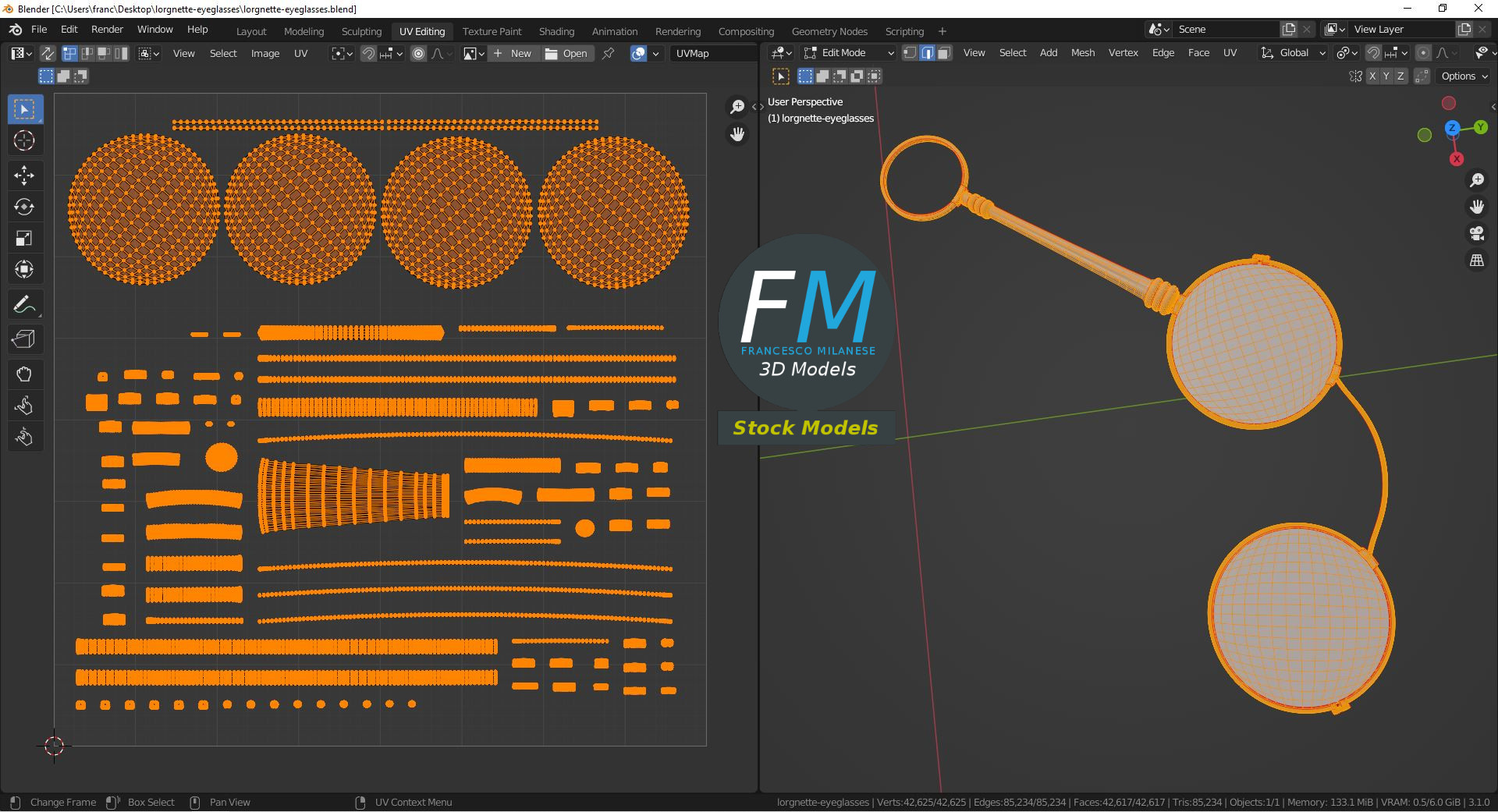3D-Modell - Lorgnette Brille - 10
