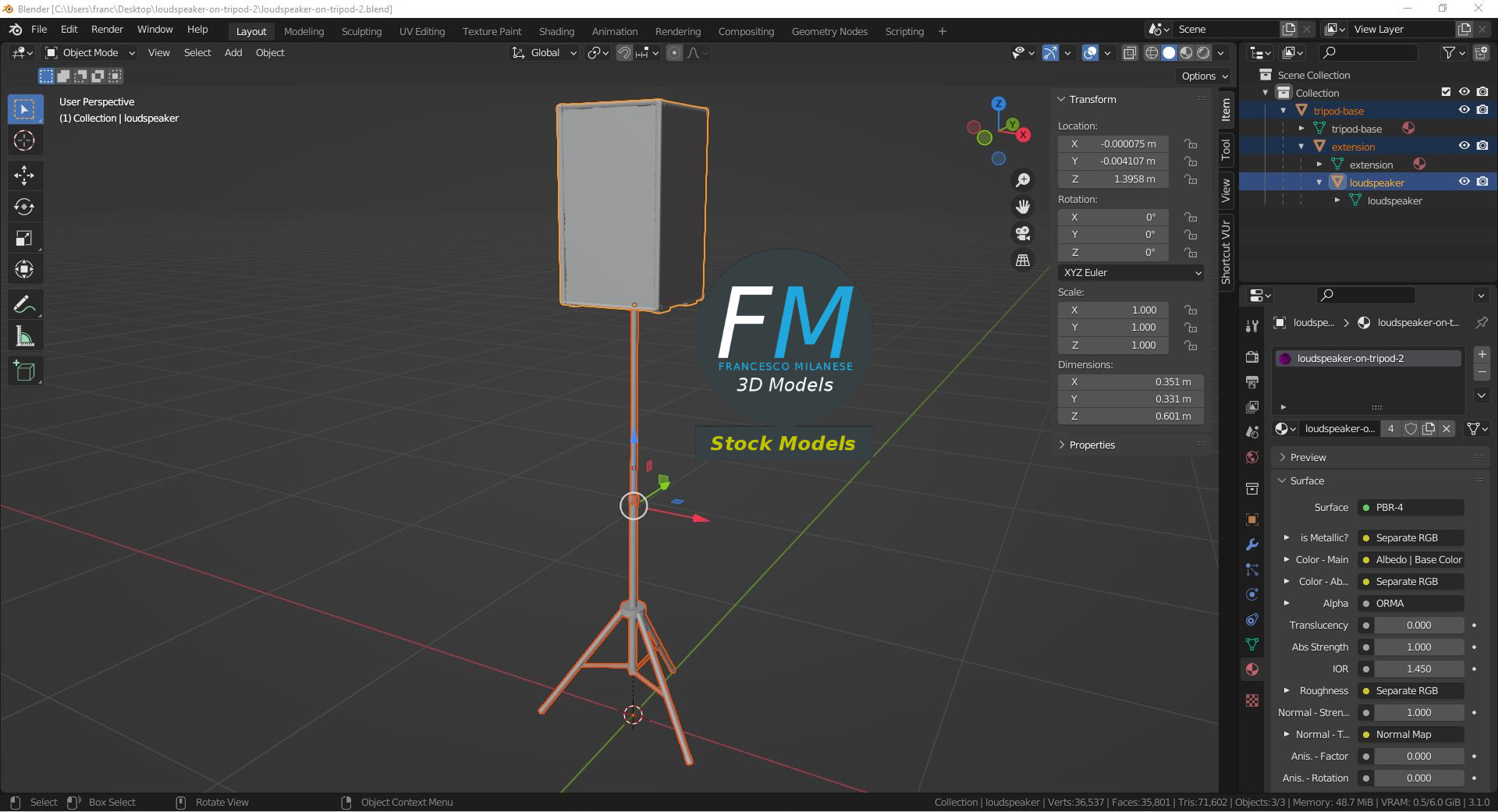 3D-Modell - Lautsprecher auf Stativ - 09