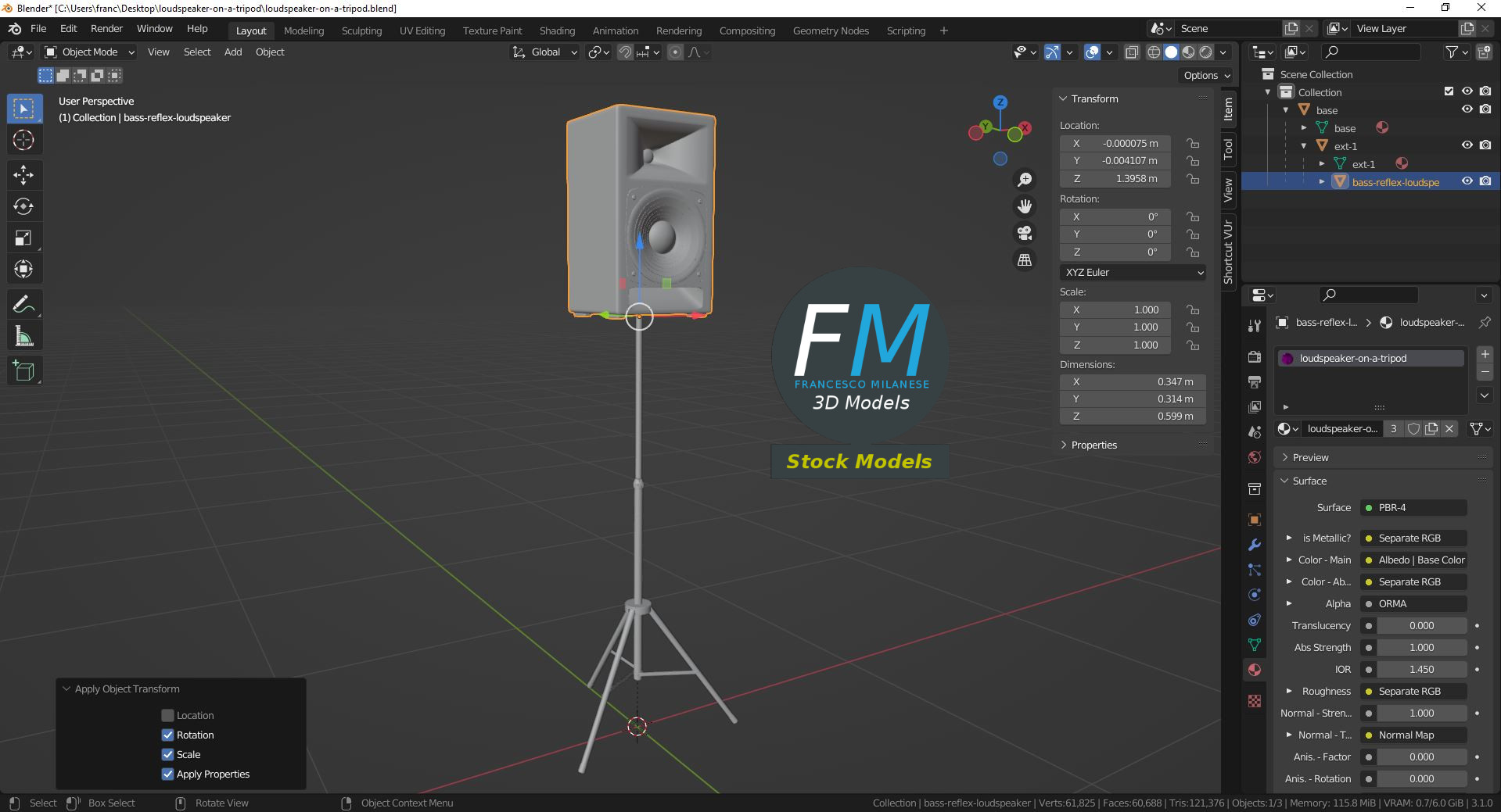 3D-Modell - Lautsprecher auf Stativ - 09