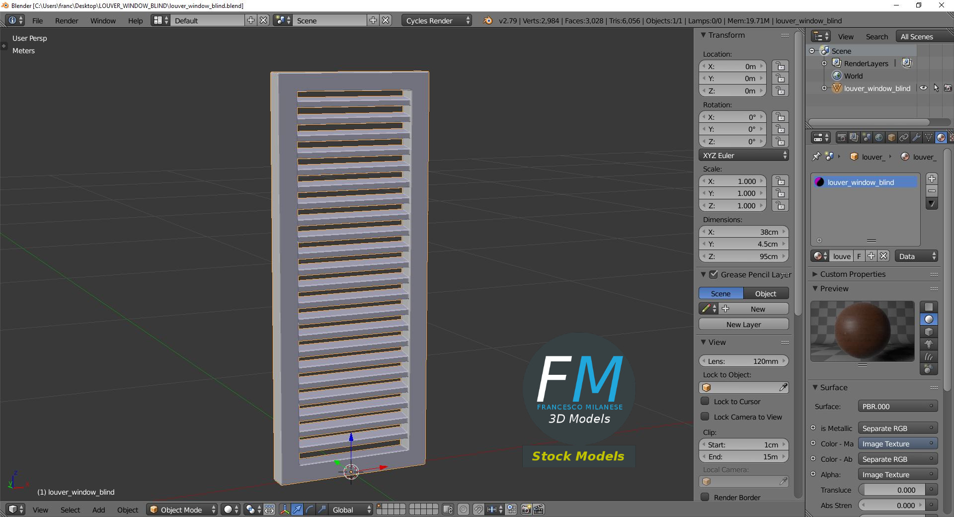 3D-Modell - Holzlamellen-Fensterblende - 09