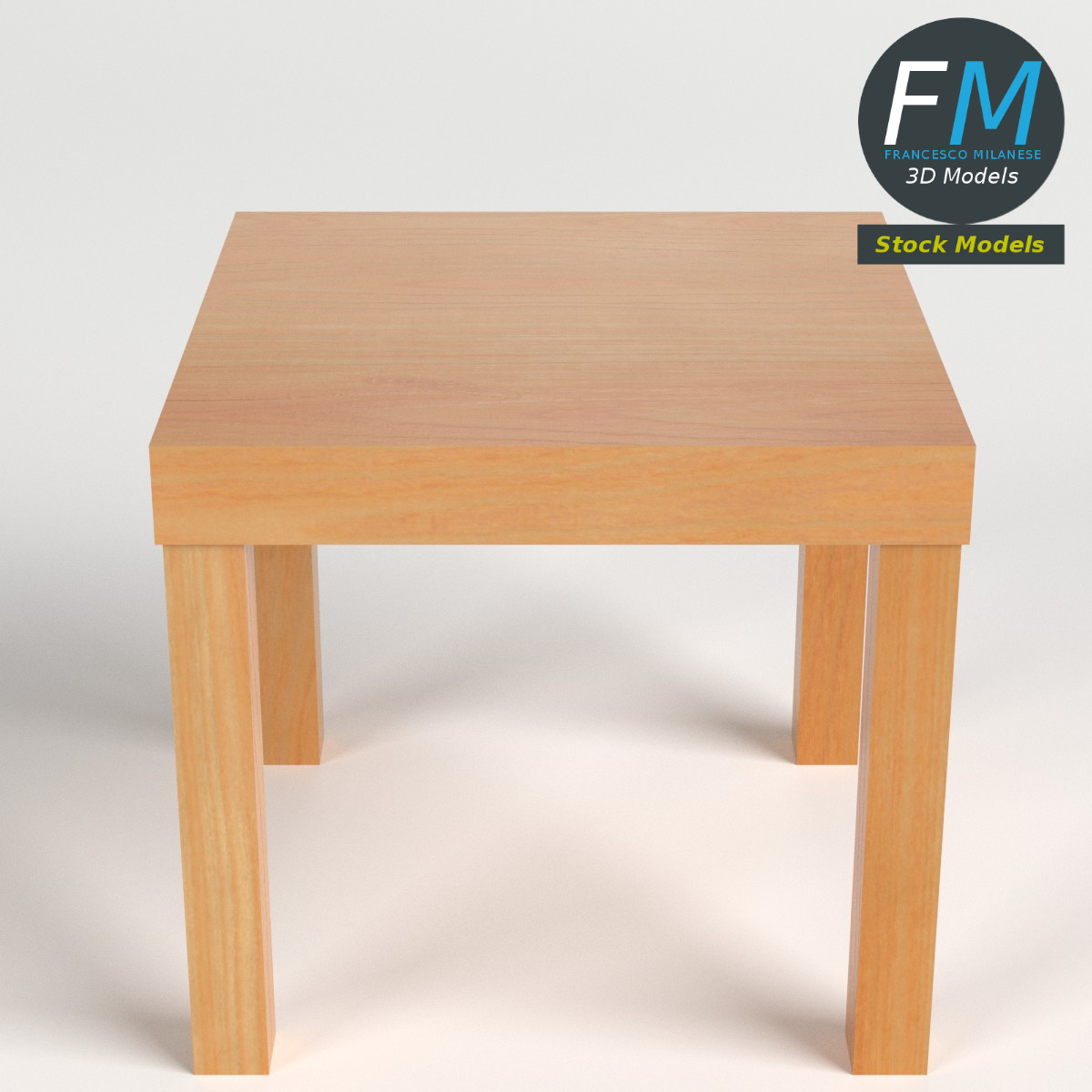 3D-Modell - Niedriger Quadratischer Beistelltisch aus Holz - 01