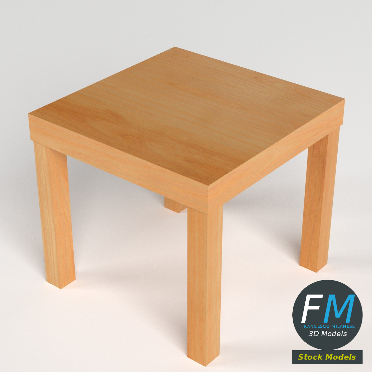 3D-Modell - Niedriger Quadratischer Beistelltisch aus Holz - 02