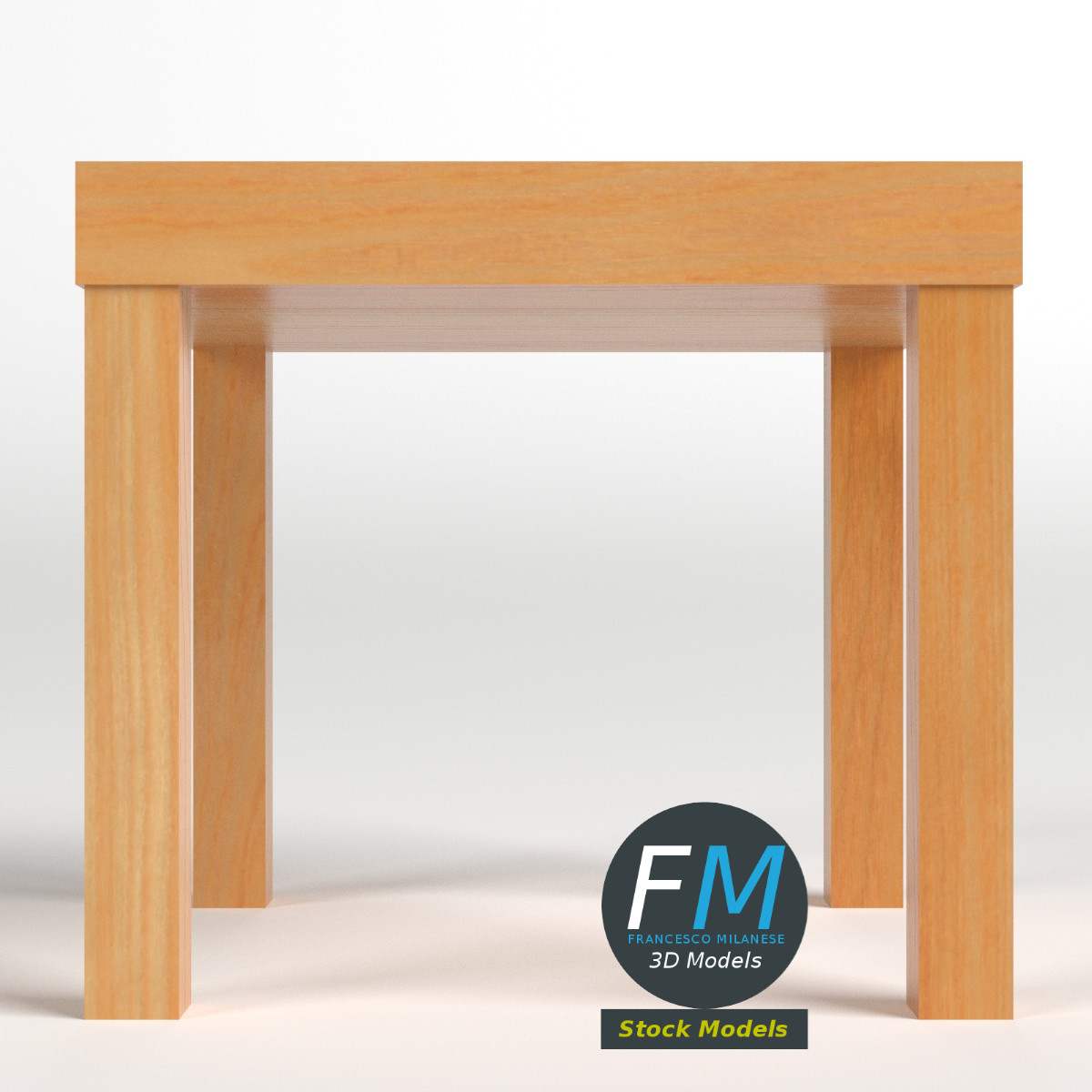 3D-Modell - Niedriger Quadratischer Beistelltisch aus Holz - 03