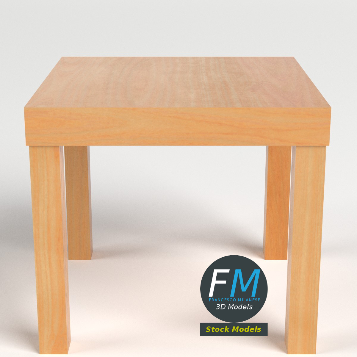 3D-Modell - Niedriger Quadratischer Beistelltisch aus Holz - 04