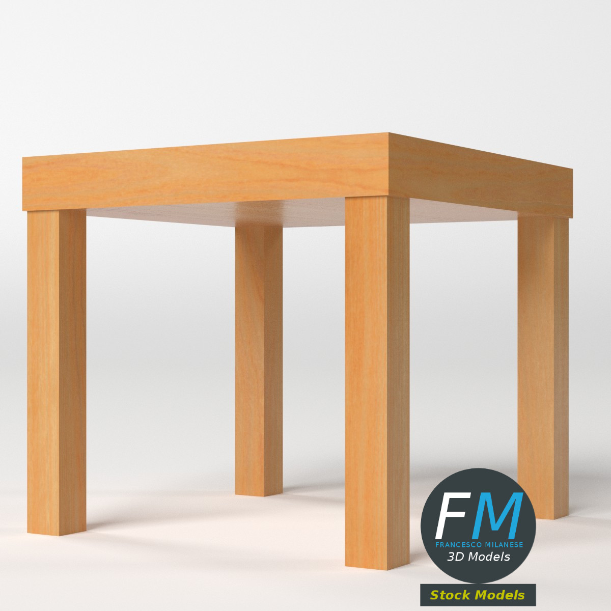 3D-Modell - Niedriger Quadratischer Beistelltisch aus Holz - 05