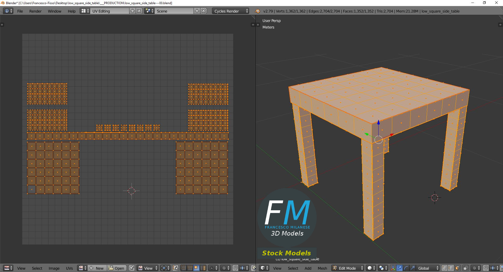 3D-Modell - Niedriger Quadratischer Beistelltisch aus Holz - 10