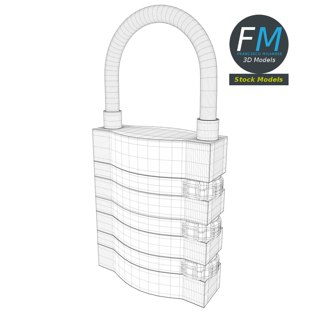 3D-Modell - Zahlenschloss für Gepäck - 07