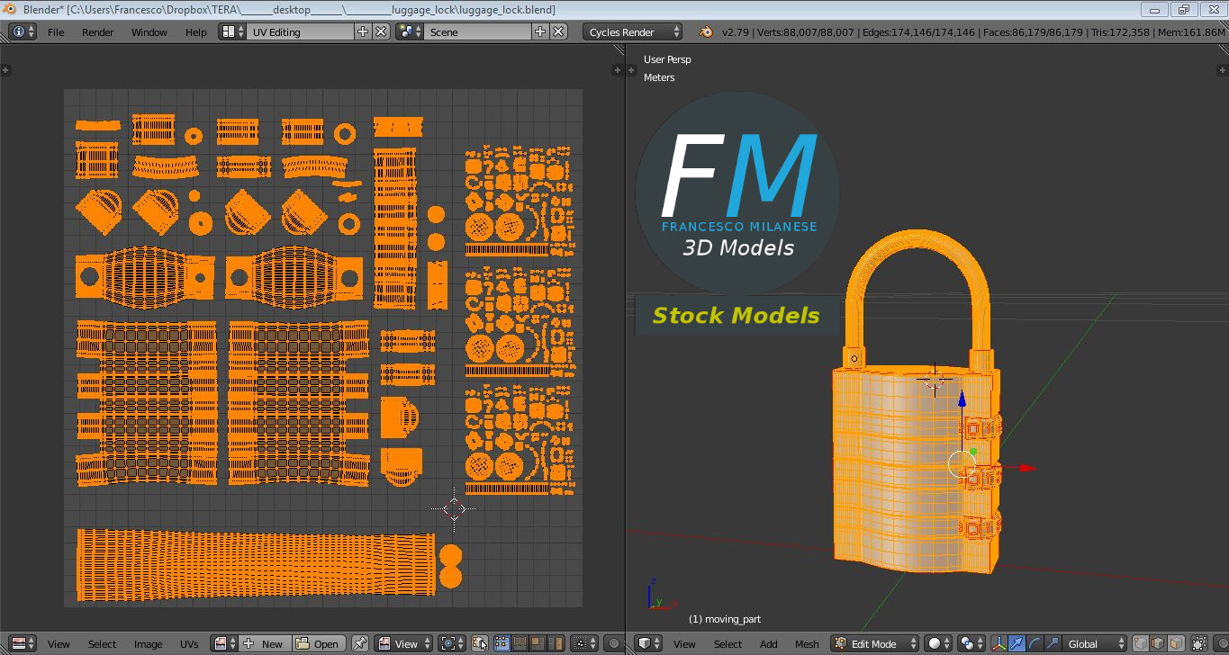 3D-Modell - Zahlenschloss für Gepäck - 10