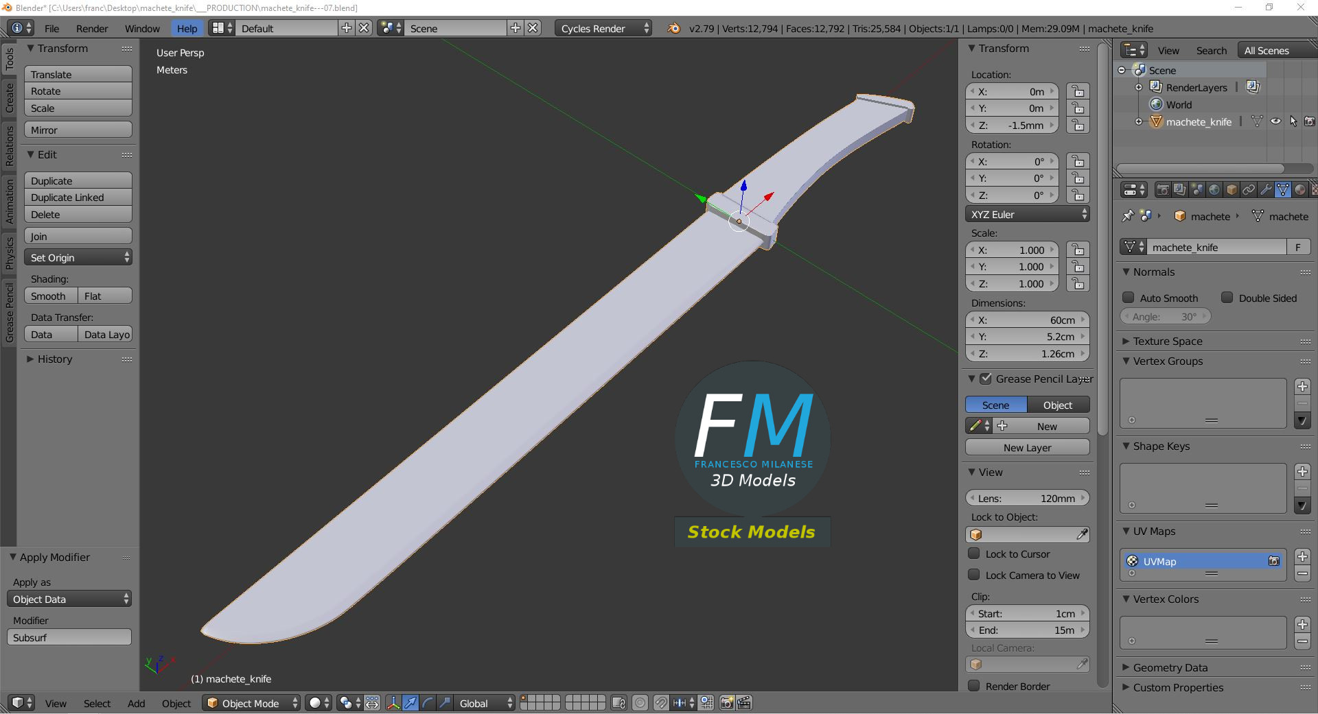 3D-Modell - Machetenmesser - 09