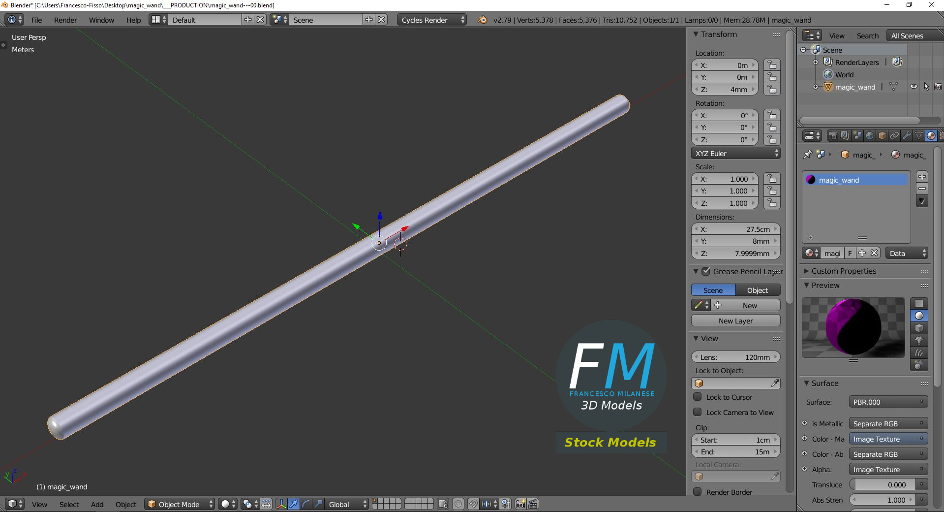 3D-Modell - Zauberstab - 09