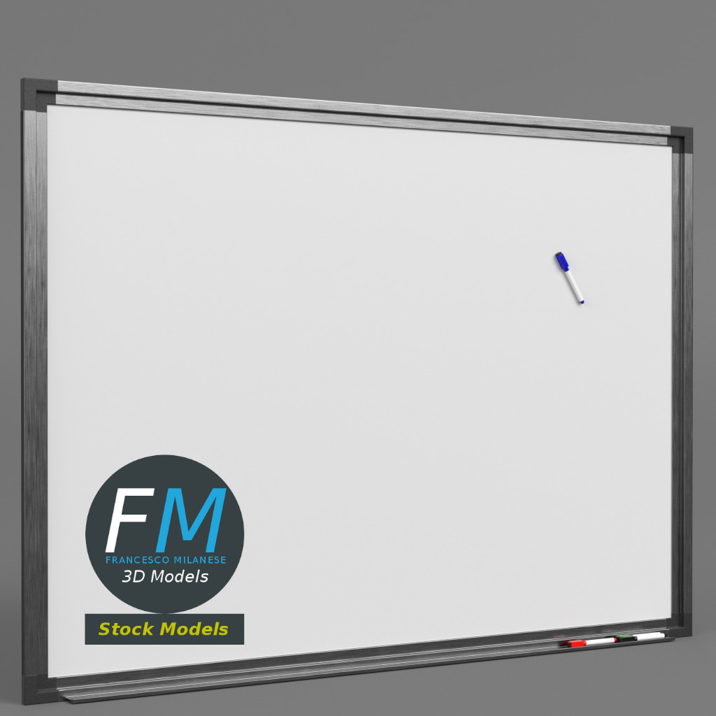 3D-Modell - Magnetisches Whiteboard mit Markern - 01