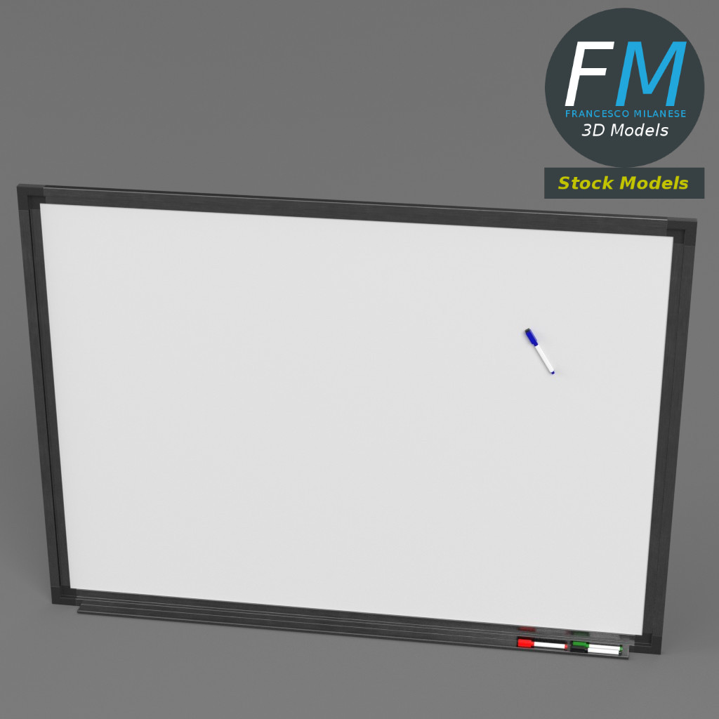 3D-Modell - Magnetisches Whiteboard mit Markern - 02
