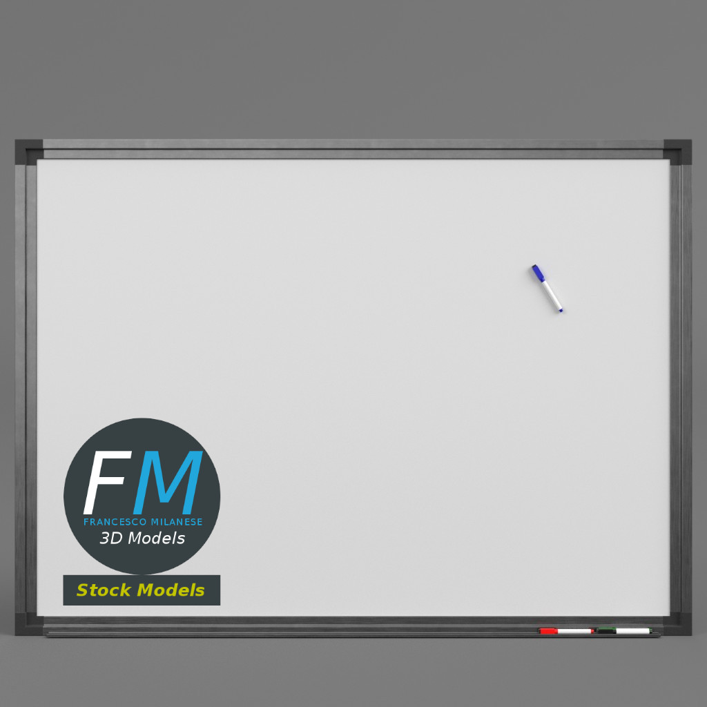 3D-Modell - Magnetisches Whiteboard mit Markern - 03