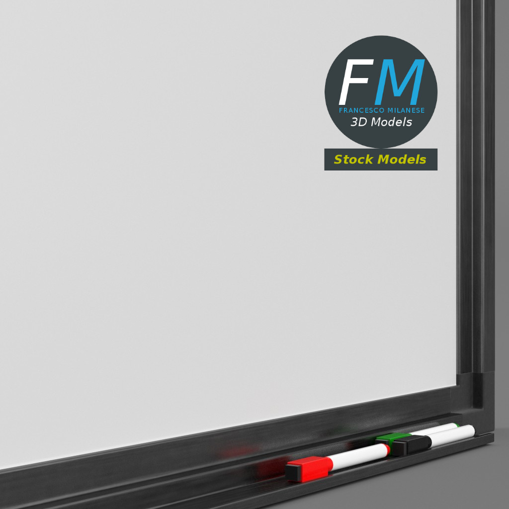 3D-Modell - Magnetisches Whiteboard mit Markern - 04