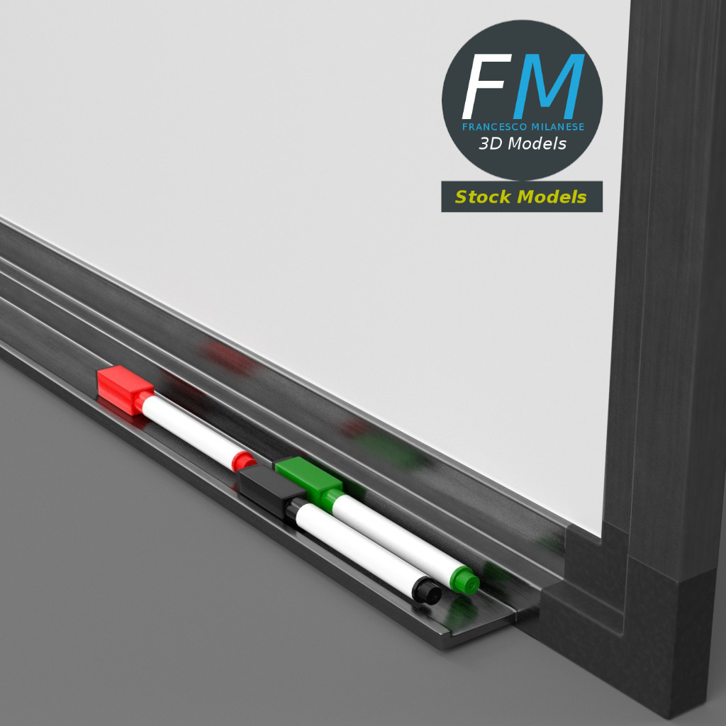 3D-Modell - Magnetisches Whiteboard mit Markern - 05