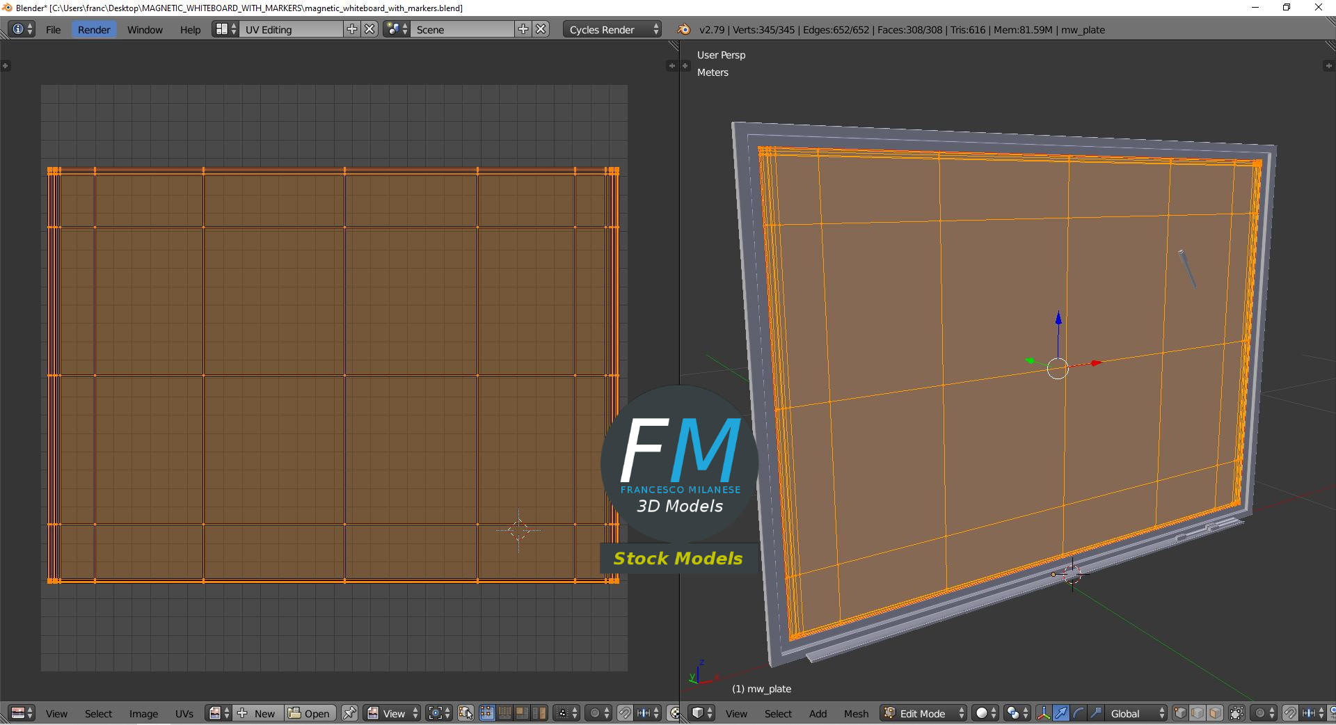 3D-Modell - Magnetisches Whiteboard mit Markern - 10