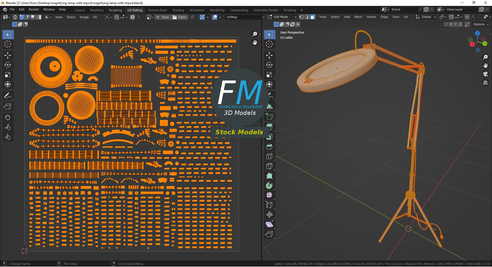 3D-Modell - Lupenleuchte mit Stativ - 10