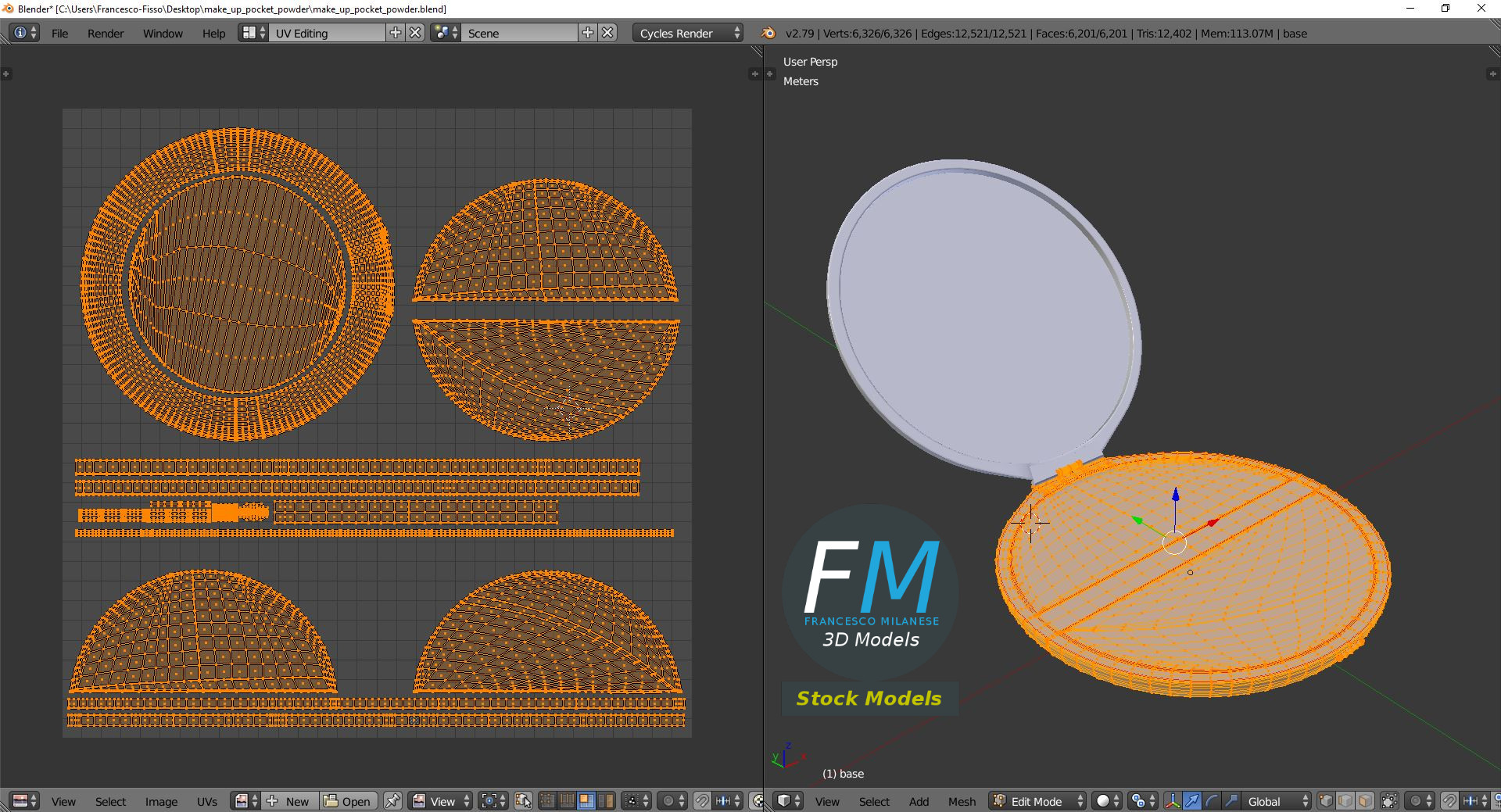 3D-Modell - Make-up-Puderdose - 10
